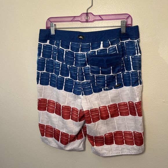 O’NEILL Men’s Keg Leg Patriotic 20” Boardshorts Swim Surf, White/Red/Blue-30” - Picture 6 of 7